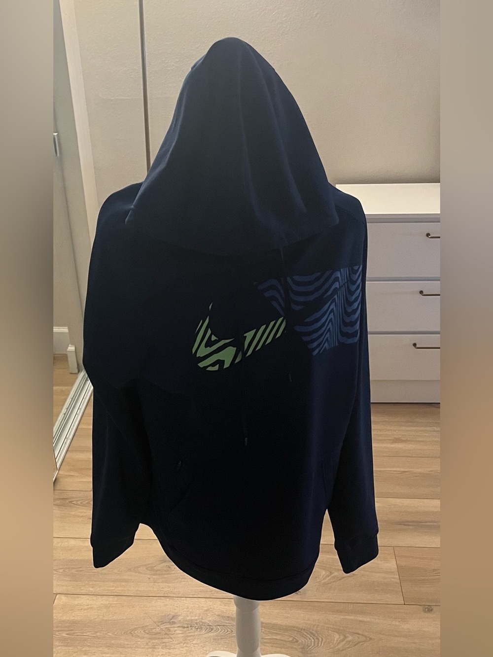 Nike Men’s Navy Hoodie with Green Zebra Logo